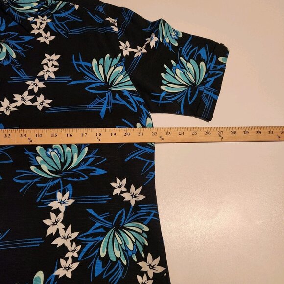 Cubavera Hawaiian Shirt Button Up Floral Rayon Black Blue Mens Medium NEW NWOT - Picture 11 of 12